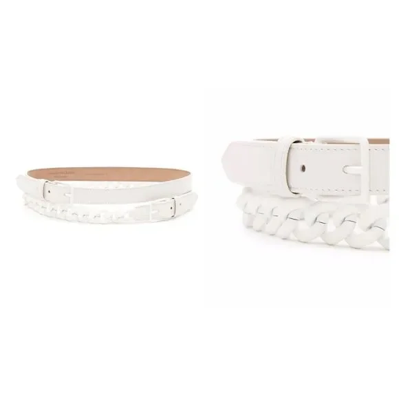 Alexander McQueen Women\'s White Leather Double-Chain Belt Size 65 cm / 26 Alexander McQueen Women main image 4